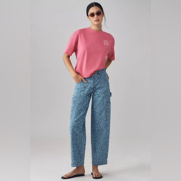NWT! Anthropologie Damson Madder Blue Drew Cargo Jeans 🟣 - Picture 1 of 8